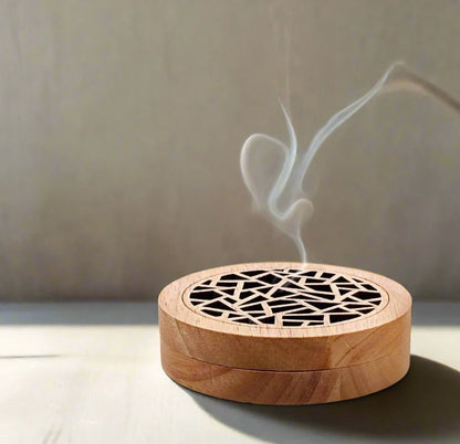 Round Wooden Incense Burner