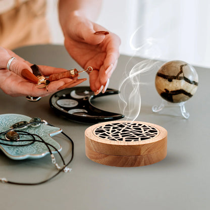 Round Wooden Incense Burner